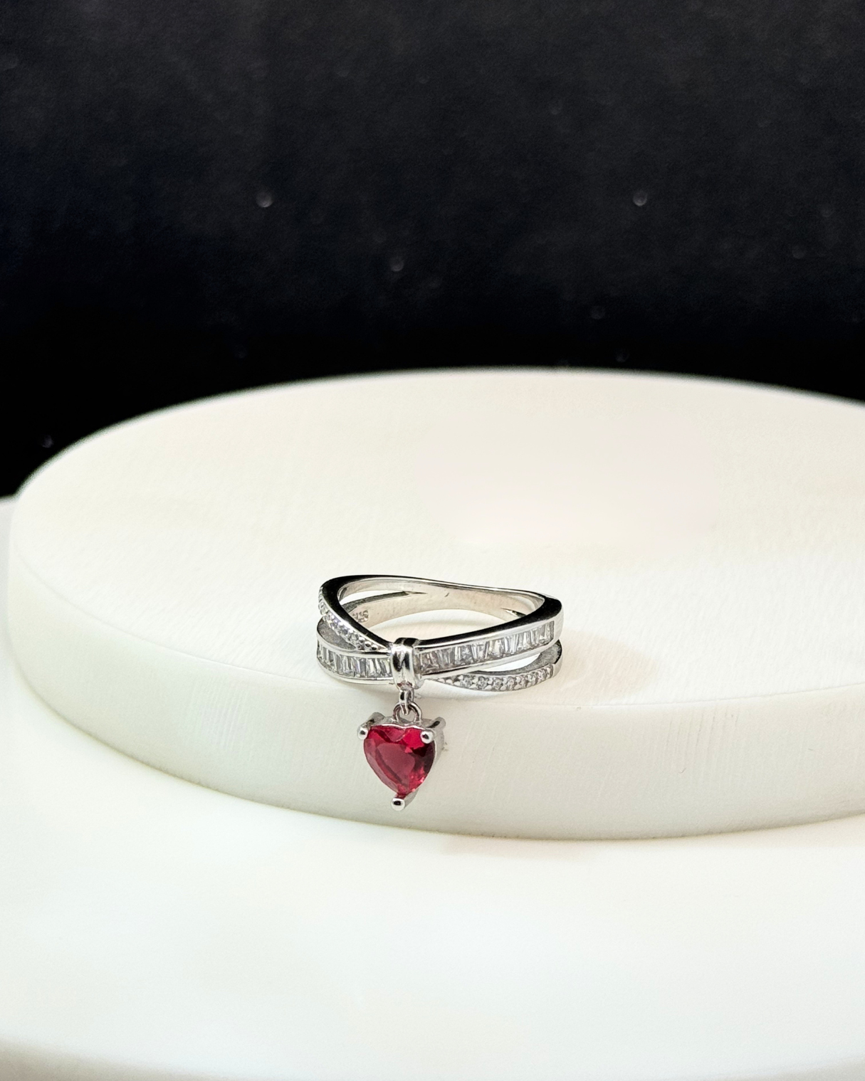Crimson Heart Dangle Ring