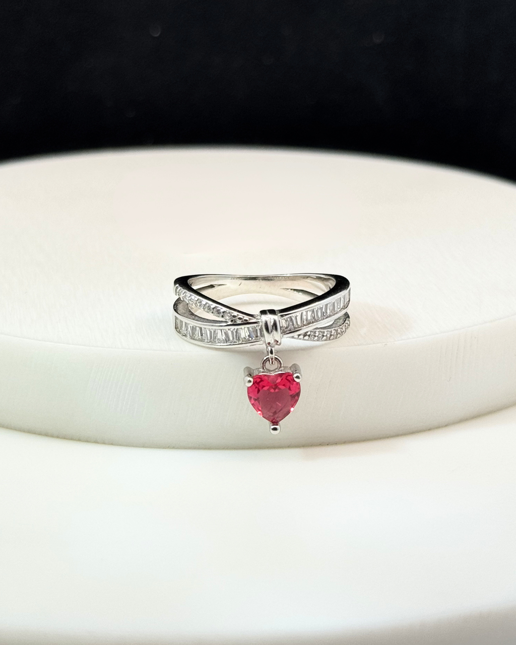Crimson Heart Dangle Ring