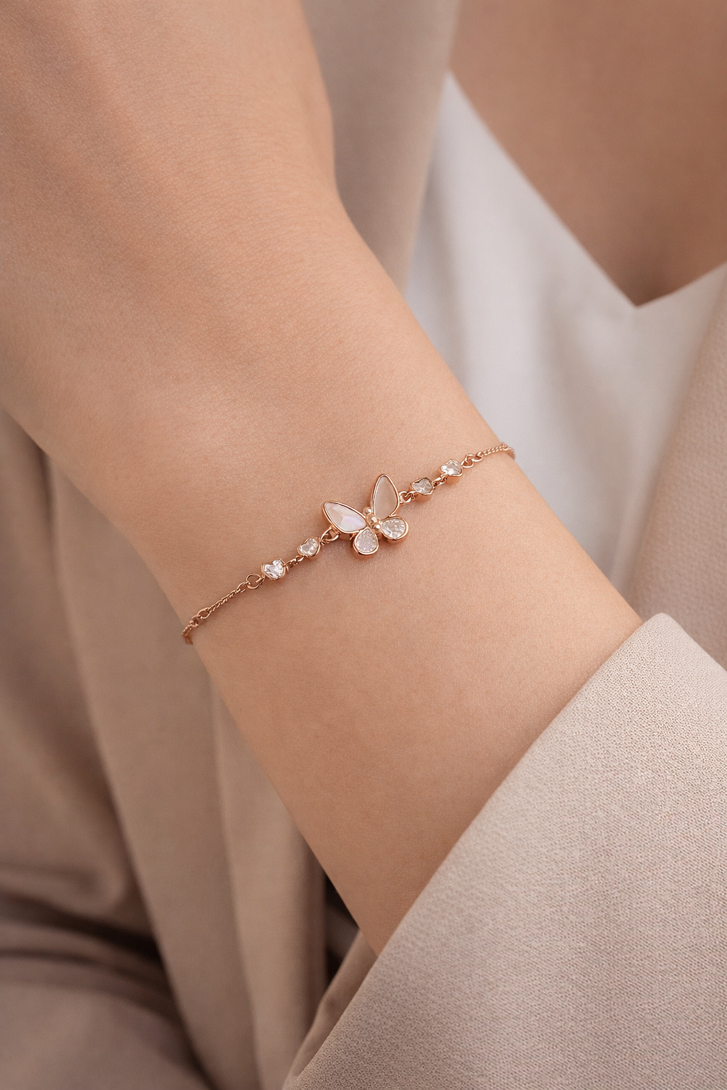 Ethereal Butterfly Rose Gold Bracelet