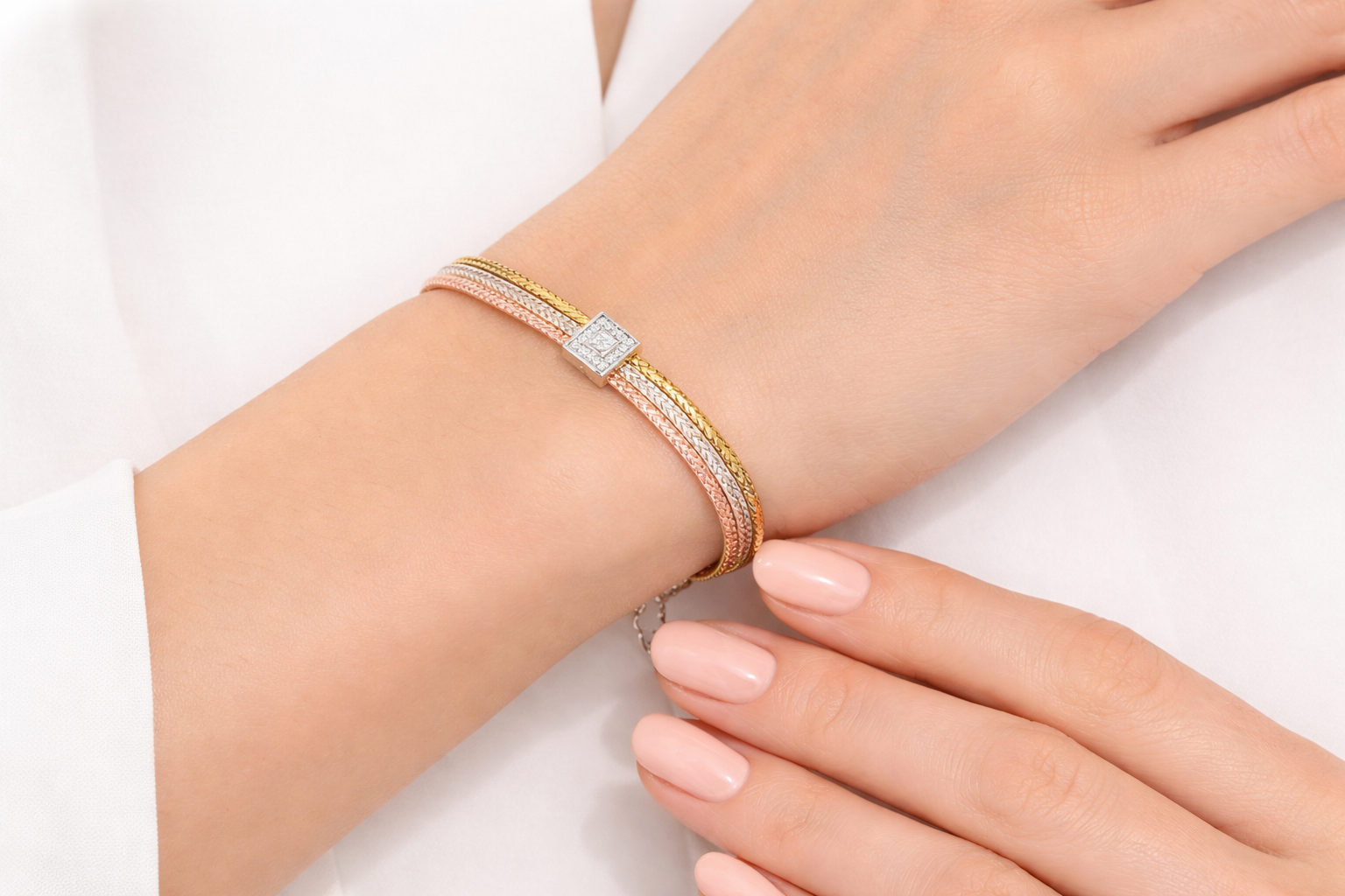 Triveni Luxe Tri-Tone Silver Bracelet