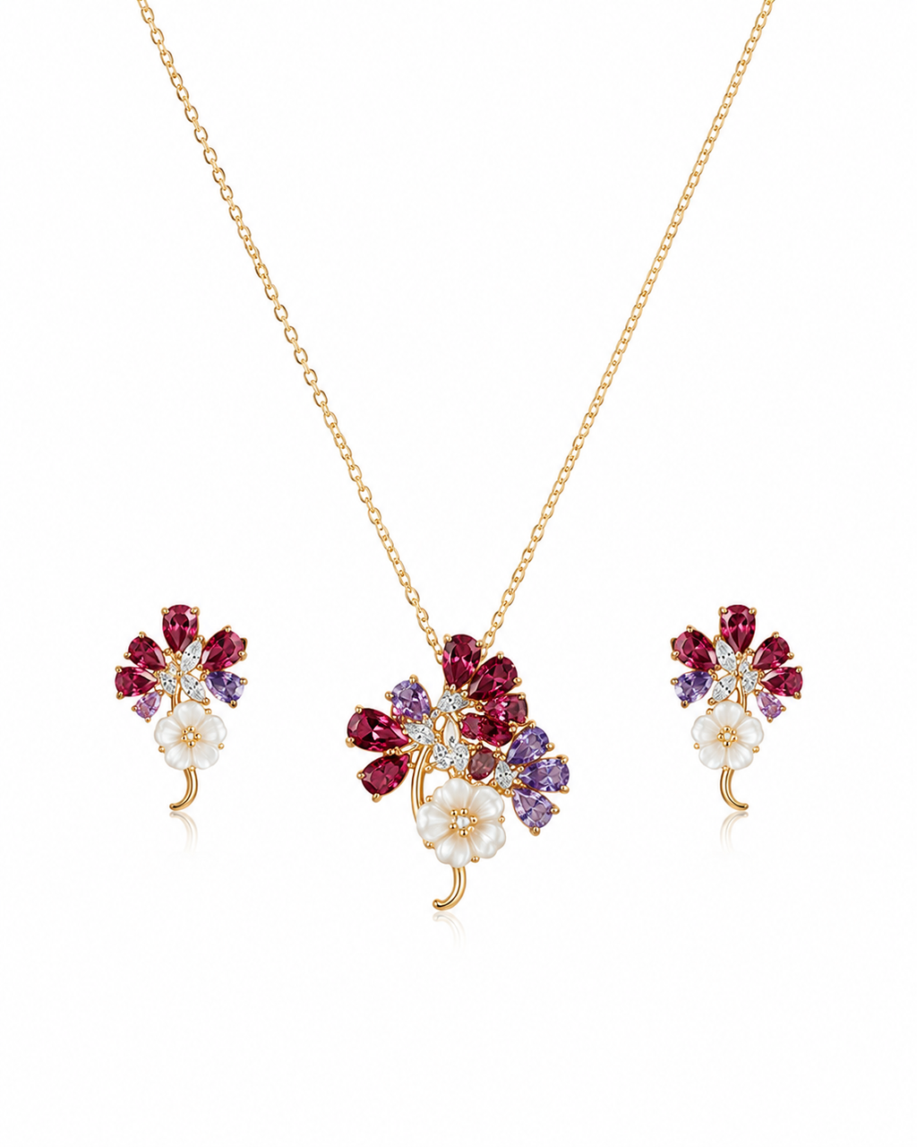 Ruby Blossom Pearl Set
