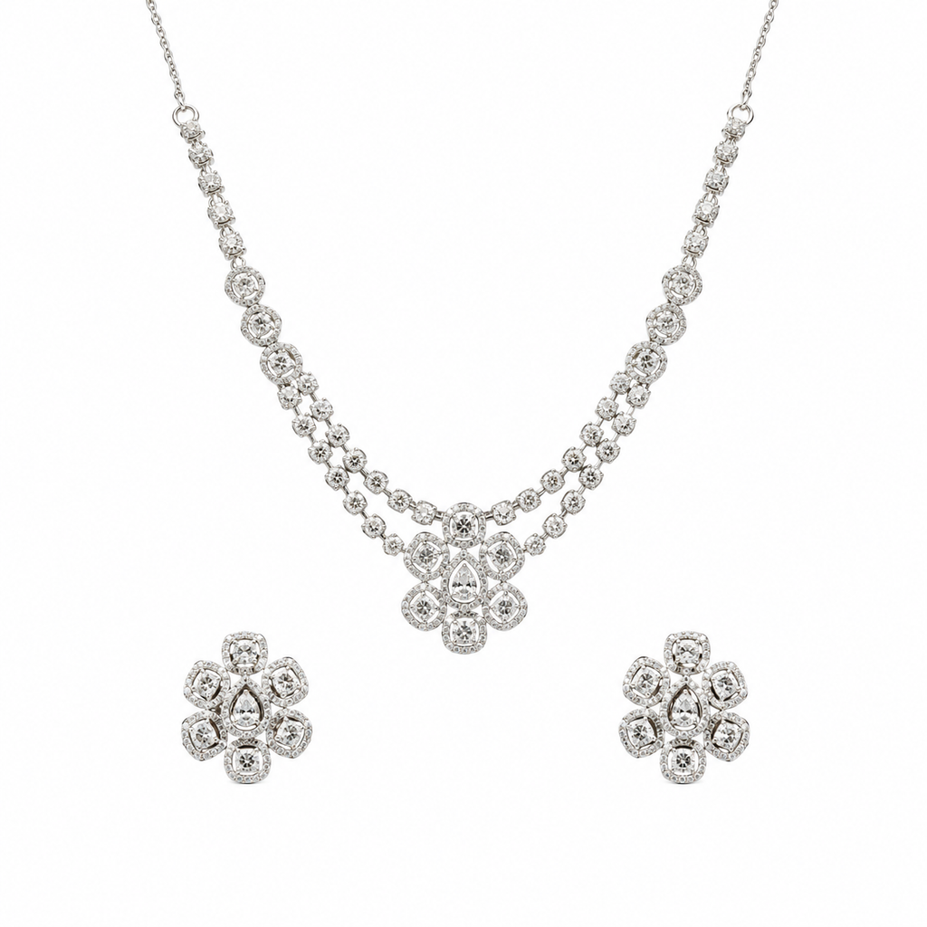 Diamond Petal Necklace Set