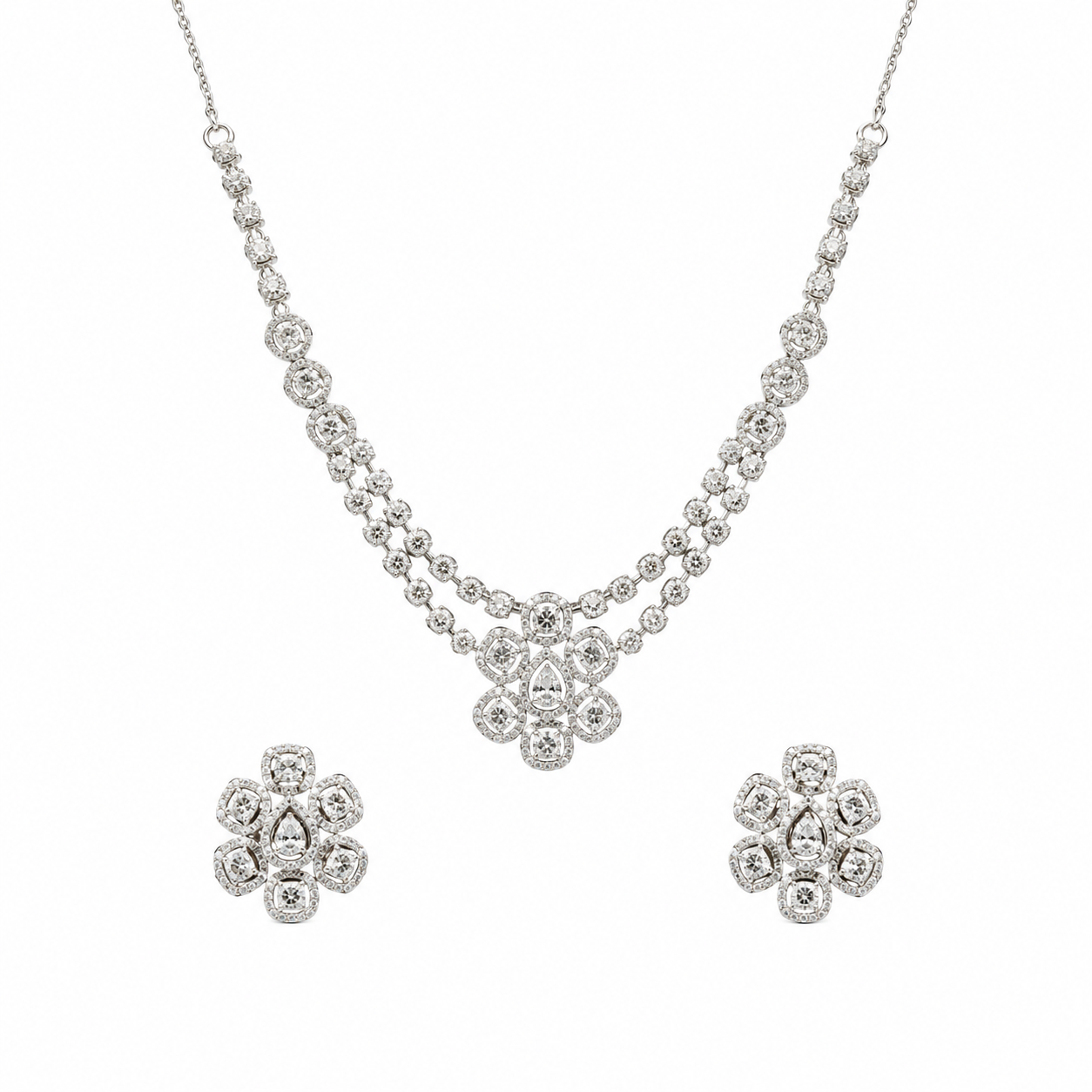 Diamond Petal Necklace Set