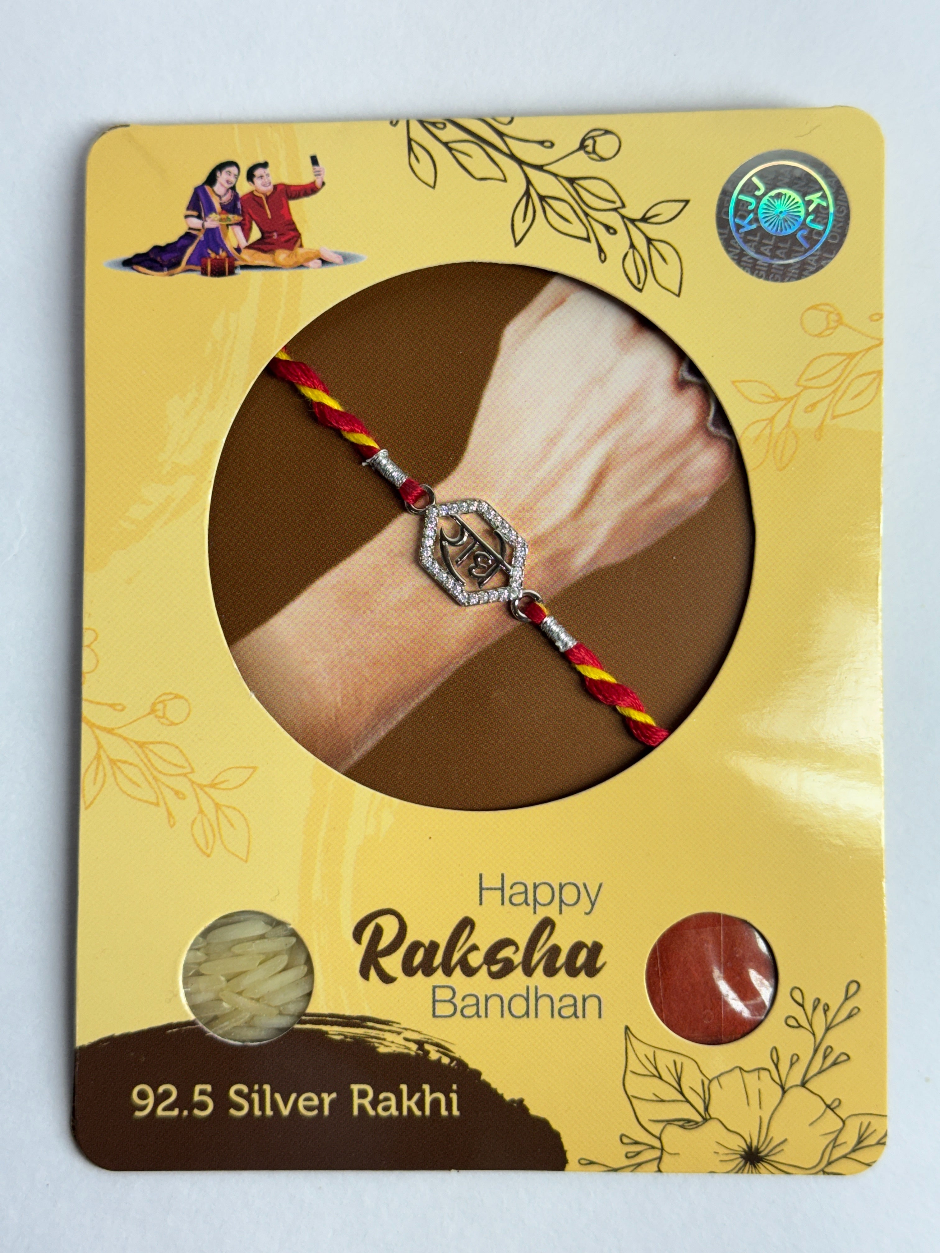 Divine Radhe Swarovski Halo Rakhi – 925 Sterling Silver