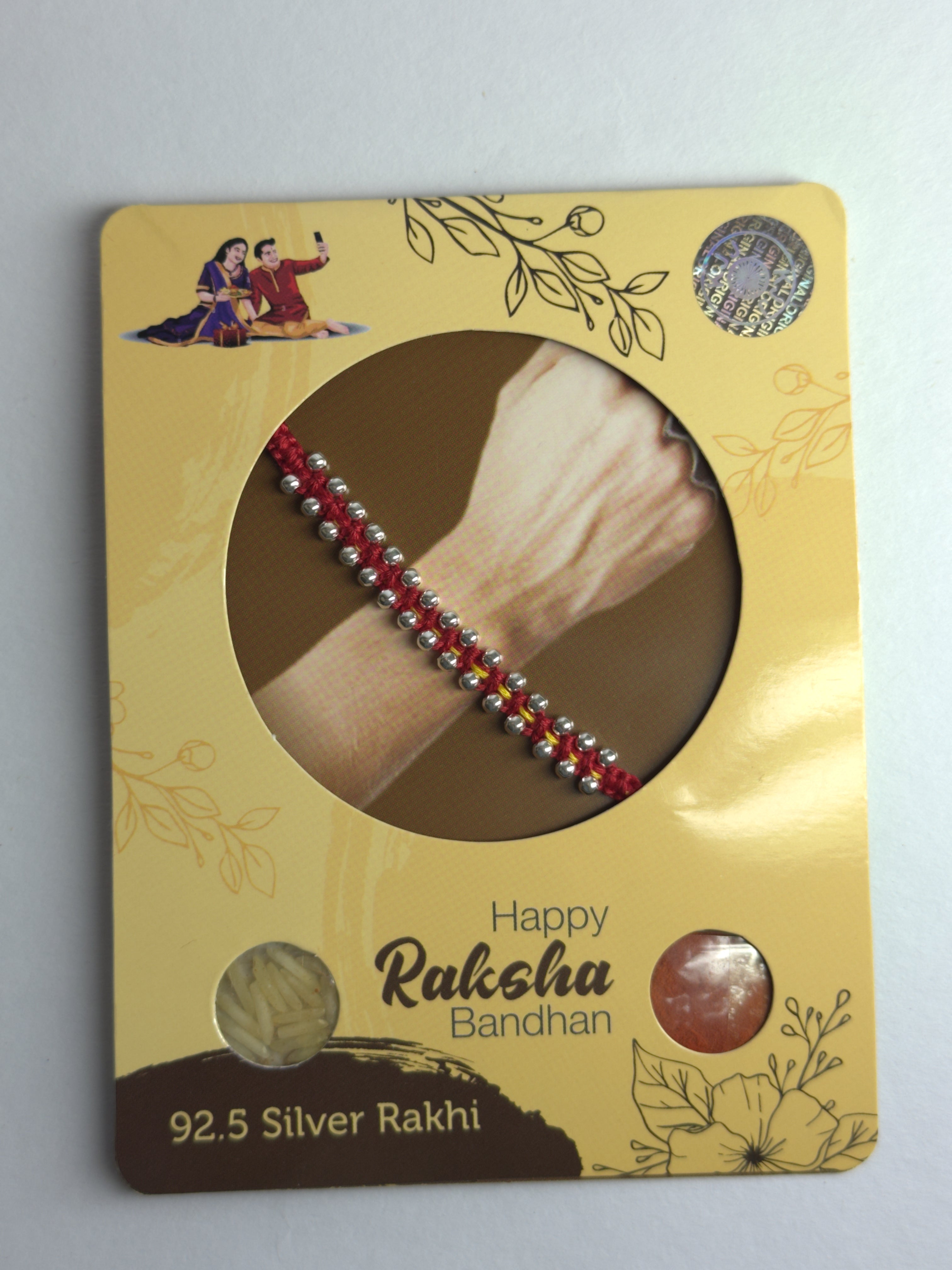 Silver Bead Braided Rakhi – 925 Sterling Silver