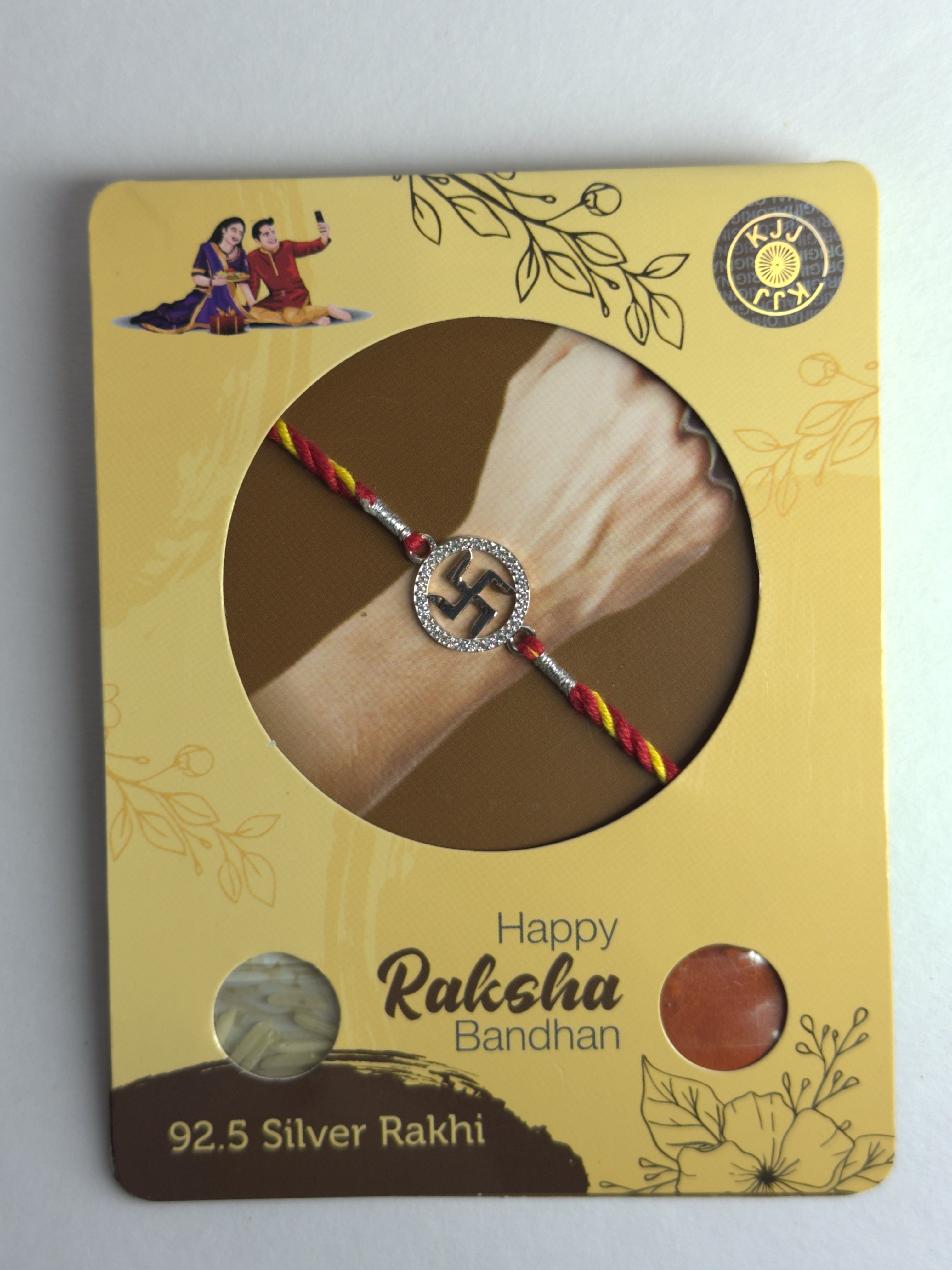 Swastik Halo Rakhi – 925 Sterling Silver